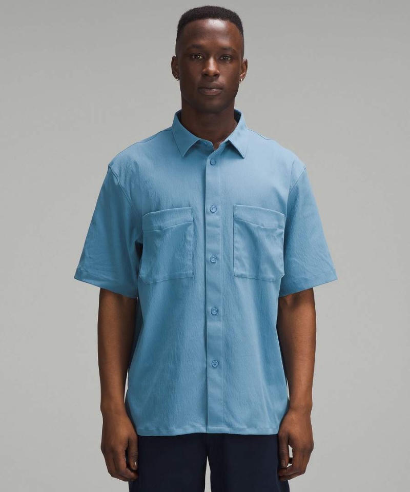 Camisas Lululemon Relaxed-Fit Corta Sleeve Button-Up Hombre Azules Chile | 902NPXOTV