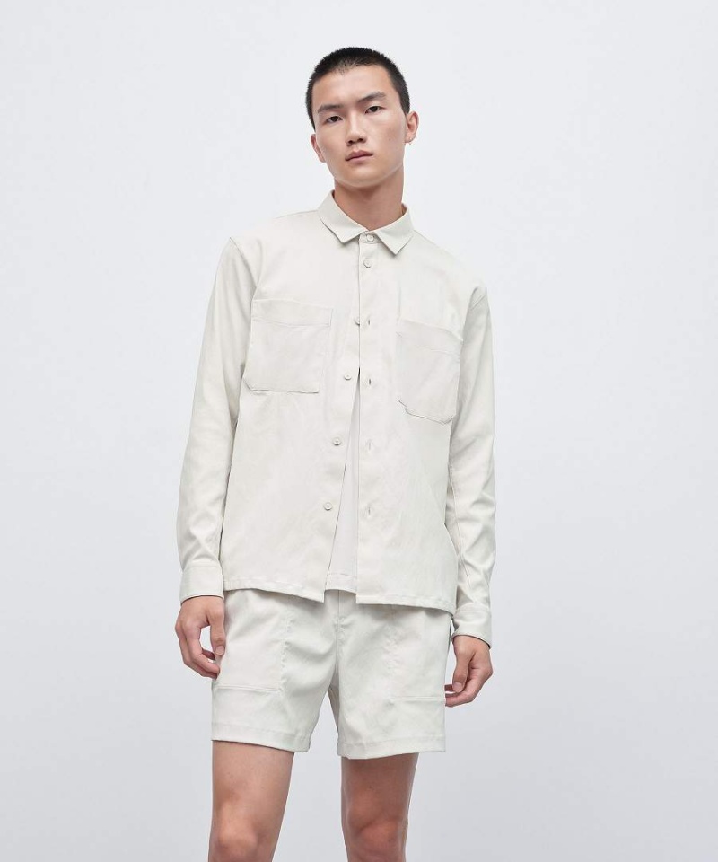 Camisas Lululemon Relaxed-Fit Long Sleeve Button-Up Hombre Beige Chile | 728XQIEYA