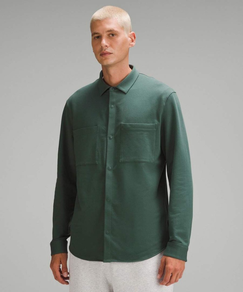 Camisas Lululemon Soft Knit Overshirt French Terry Hombre Verde Oscuro Chile | 273TXCBIK