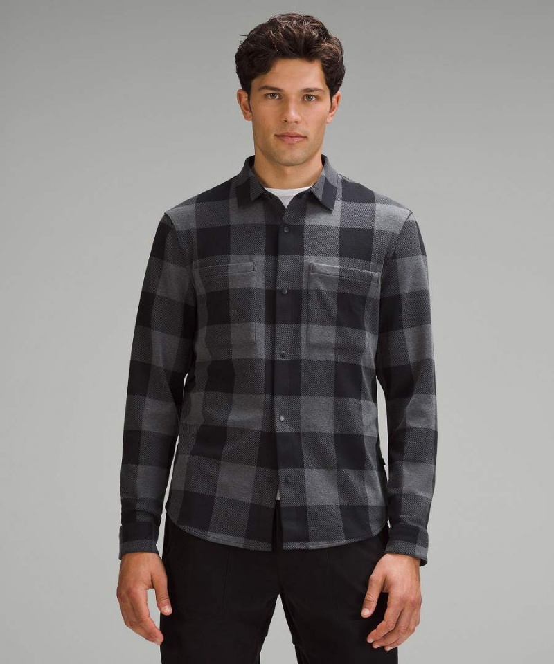 Camisas Lululemon Soft Knit Overshirt Hombre Negras Gris Oscuro Chile | 695VFWOZE