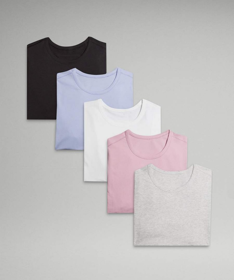 Camiseta Lululemon 5 Year Basic 5 Pack Hombre Negras Blancas Azules Beige Chile | 973DBXLGV