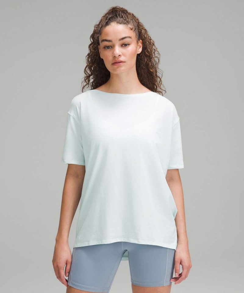 Camiseta Lululemon Back in Action Corta-Sleeve Mujer Blancas Chile | 921VIOMCZ