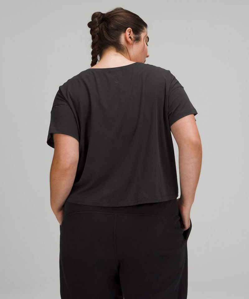 Camiseta Lululemon Cates Cropped Mujer Negras Chile | 619BXGKEO