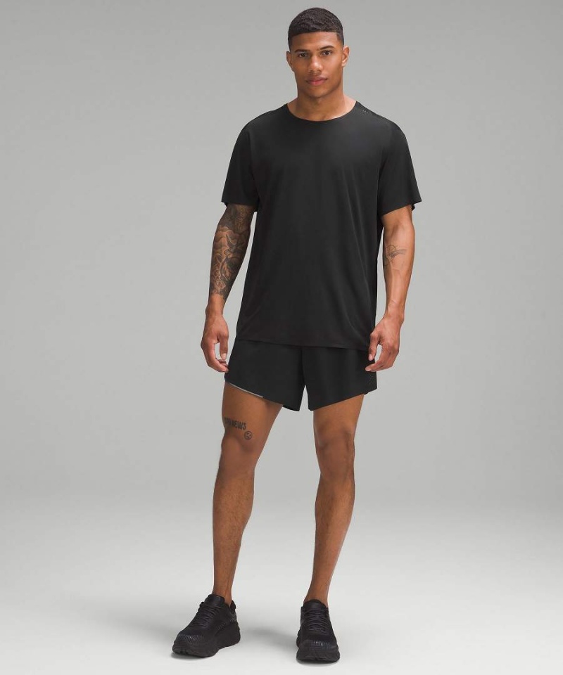 Camiseta Lululemon Fast and Free Corta-Sleeve Hombre Negras Chile | 785VGHDAI