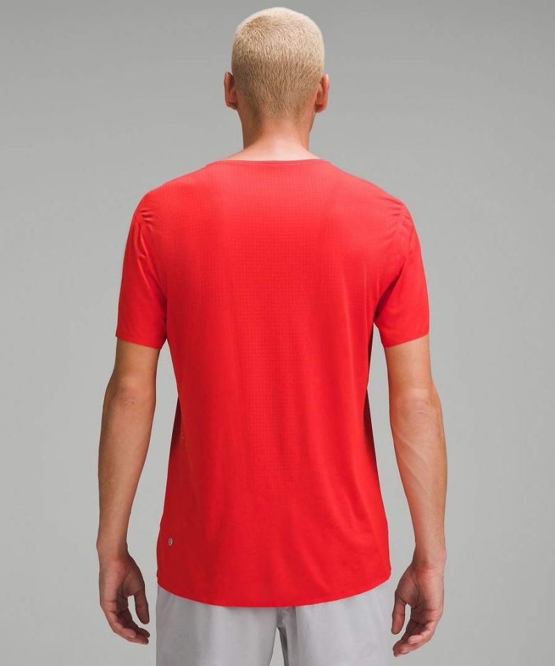 Camiseta Lululemon Fast and Free Corta-Sleeve Hombre Rojas Chile | 714DBWZXE