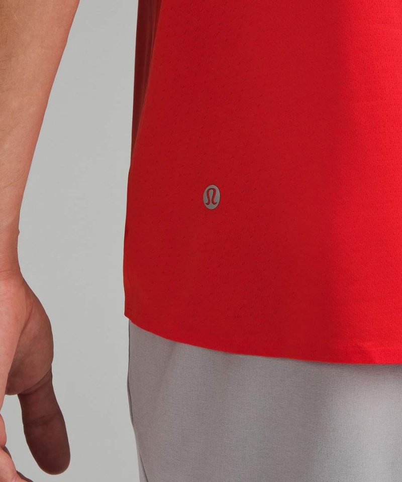 Camiseta Lululemon Fast and Free Corta-Sleeve Hombre Rojas Chile | 714DBWZXE