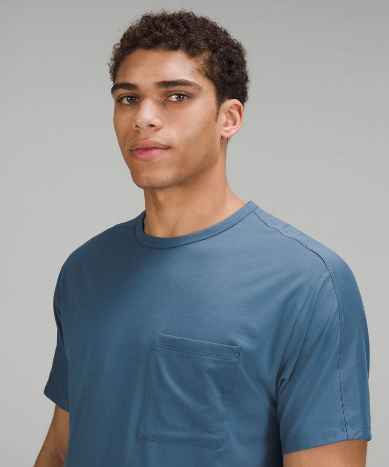 Camiseta Lululemon Fundamental Pocket Hombre Azules Chile | 723WCNBGK