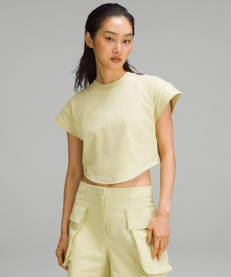 Camiseta Lululemon Heavyweight Algodon Mock-Neck Mujer Amarillo Chile | 267NWCFLU