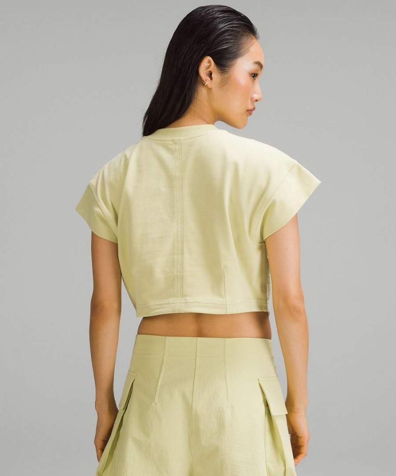 Camiseta Lululemon Heavyweight Algodon Mock-Neck Mujer Amarillo Chile | 267NWCFLU