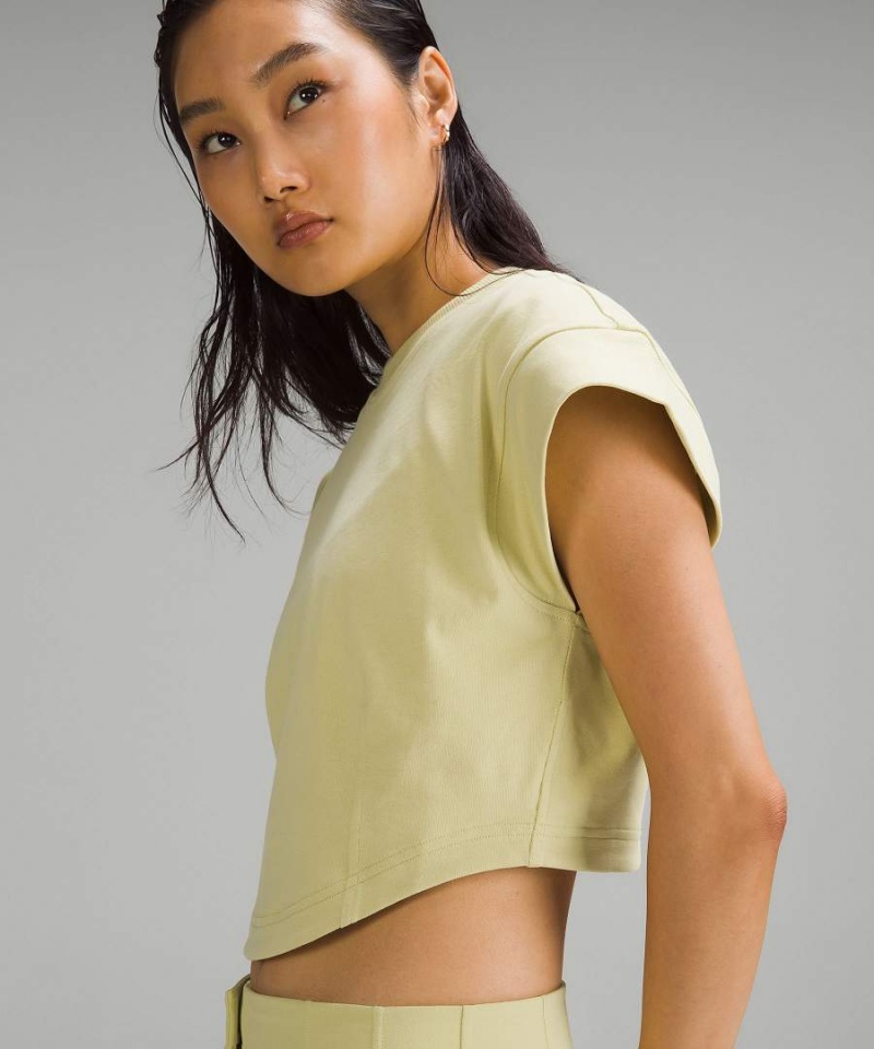Camiseta Lululemon Heavyweight Algodon Mock-Neck Mujer Amarillo Chile | 267NWCFLU