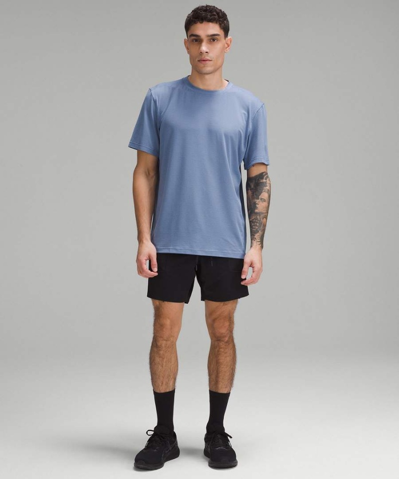 Camiseta Lululemon License to Train Relaxed Corta-Sleeve Hombre Azules Chile | 563OYMLCB
