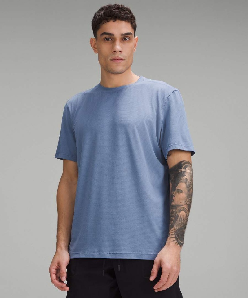Camiseta Lululemon License to Train Relaxed Corta-Sleeve Hombre Azules Chile | 563OYMLCB