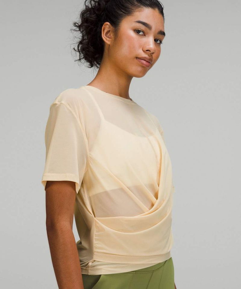 Camiseta Lululemon Ligeros Mesh Reversible Yoga Mujer Beige Chile | 578WGUYNP