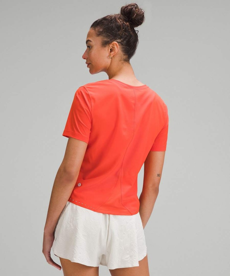 Camiseta Lululemon Ligeros Stretch Airflow Correr Mujer Naranjas Naranjas Chile | 731JLVFDO