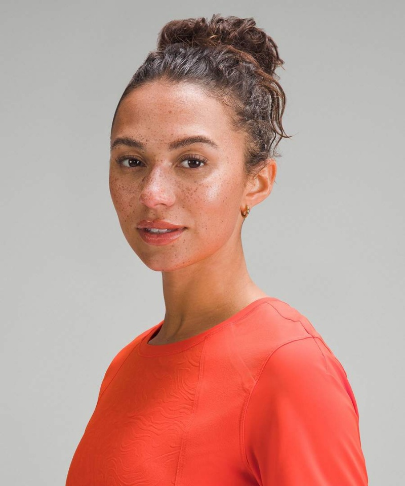 Camiseta Lululemon Ligeros Stretch Airflow Correr Mujer Naranjas Naranjas Chile | 731JLVFDO
