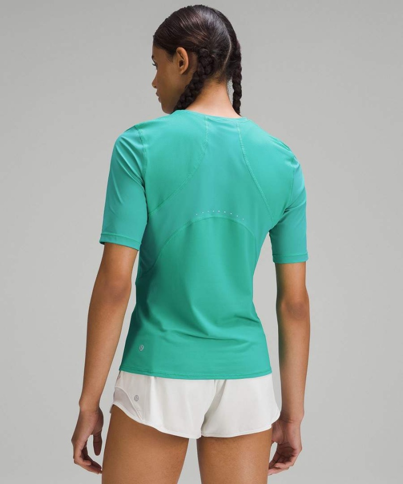 Camiseta Lululemon Ligeros Trail Correr Mujer Verde Chile | 378HPEFNB