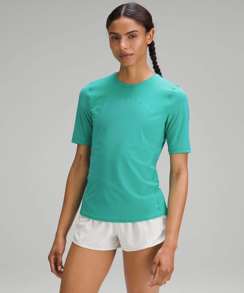 Camiseta Lululemon Ligeros Trail Correr Mujer Verde Chile | 378HPEFNB