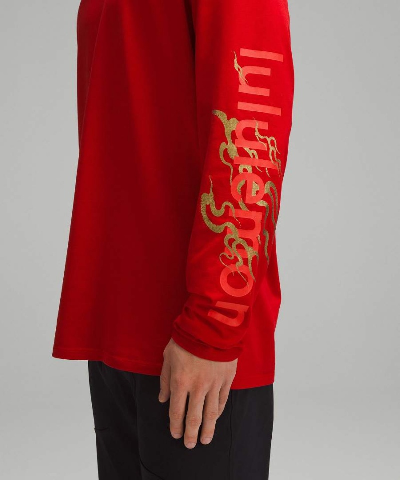 Camiseta Lululemon Lunar New Year Fundamental Hombre Rojas Oscuro Chile | 851OEKZFD
