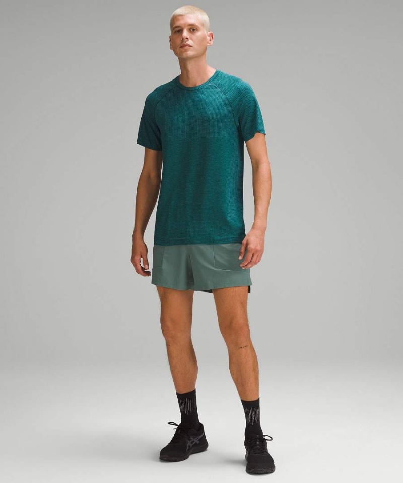 Camiseta Lululemon Metal Vent Tech Corta-Sleeve Hombre Turquesa Chile | 759NBRGEQ