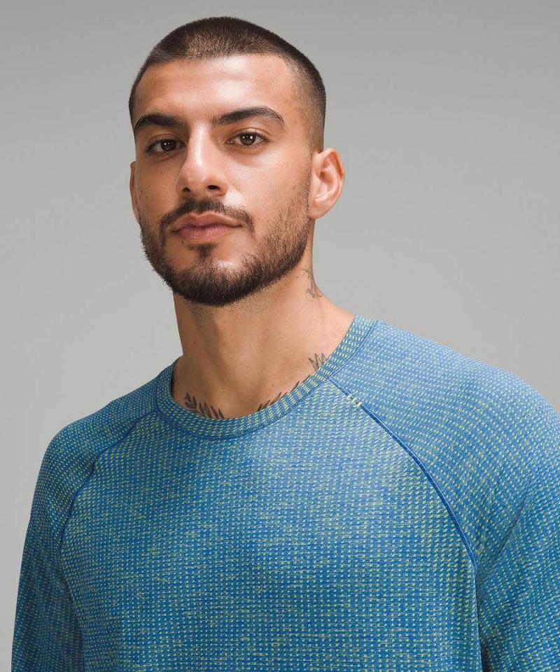 Camiseta Lululemon Metal Vent Tech Corta-Sleeve Hombre Amarillo Azules Chile | 607UFRYJN