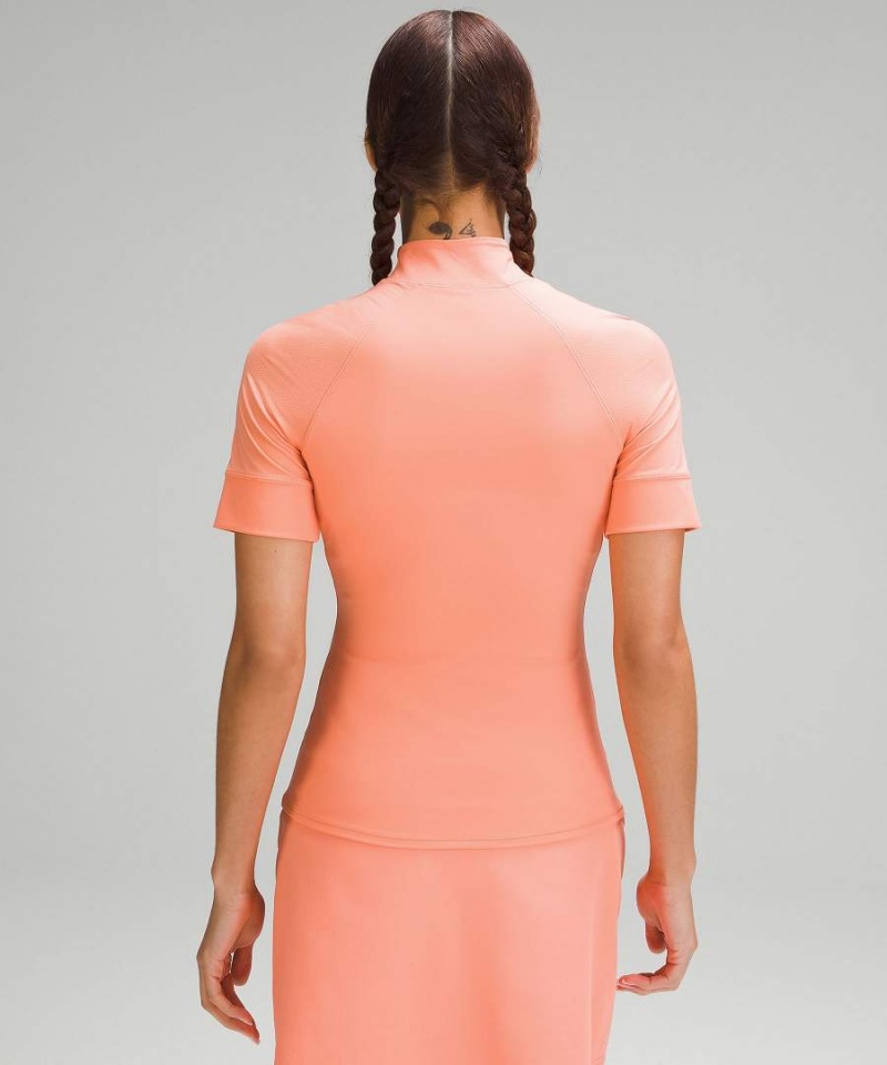 Camiseta Lululemon Nulux Half-Zip Golf Corta-Sleeve Mujer Coral Chile | 314DHTKUL