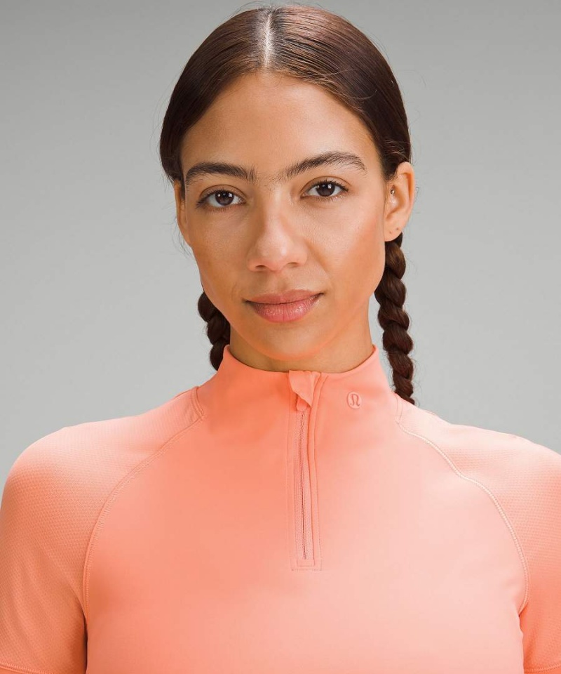 Camiseta Lululemon Nulux Half-Zip Golf Corta-Sleeve Mujer Coral Chile | 314DHTKUL