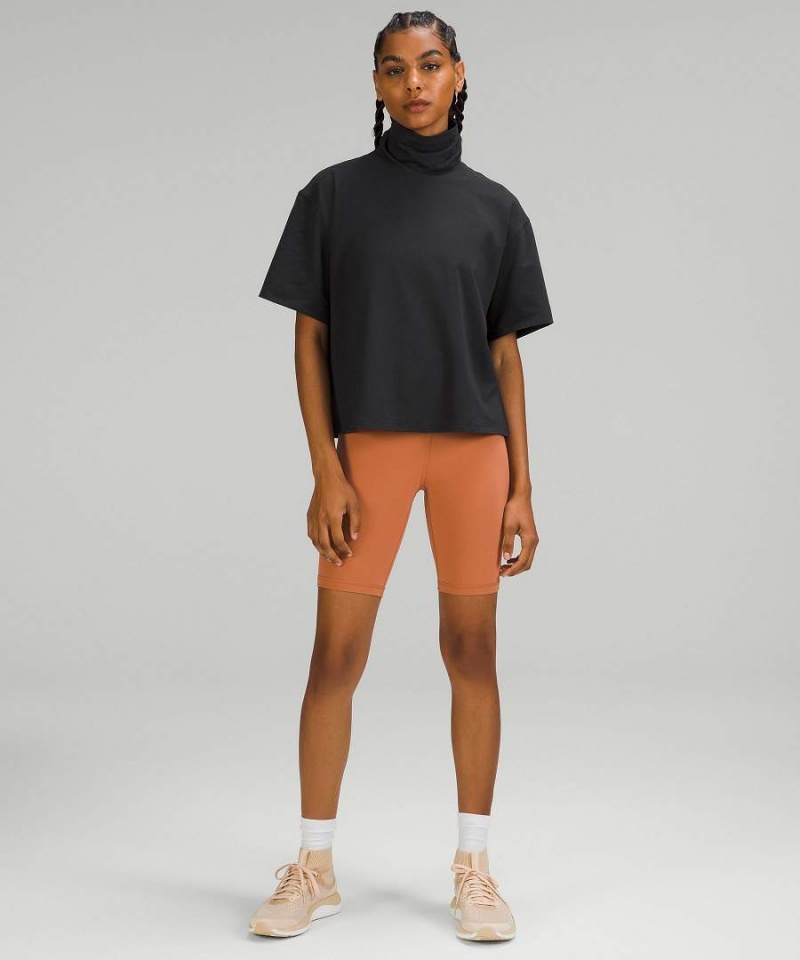 Camiseta Lululemon Relaxed-Fit Algodon-Blend Turtleneck Mujer Negras Chile | 730SWQOUM