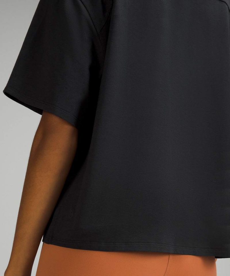 Camiseta Lululemon Relaxed-Fit Algodon-Blend Turtleneck Mujer Negras Chile | 730SWQOUM