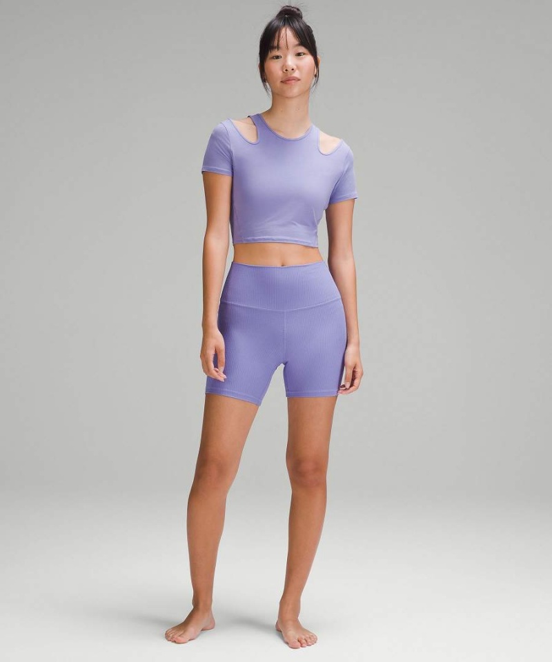 Camiseta Lululemon Shoulder Cut-Out Yoga Mujer Lavanda Oscuro Chile | 950CBIJPG