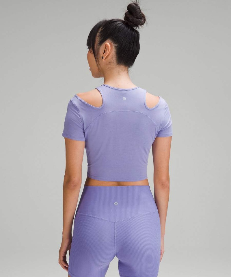 Camiseta Lululemon Shoulder Cut-Out Yoga Mujer Lavanda Oscuro Chile | 950CBIJPG