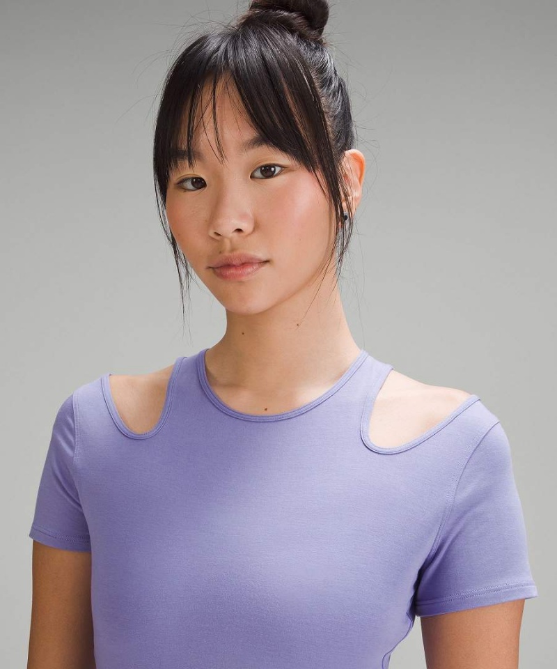 Camiseta Lululemon Shoulder Cut-Out Yoga Mujer Lavanda Oscuro Chile | 950CBIJPG