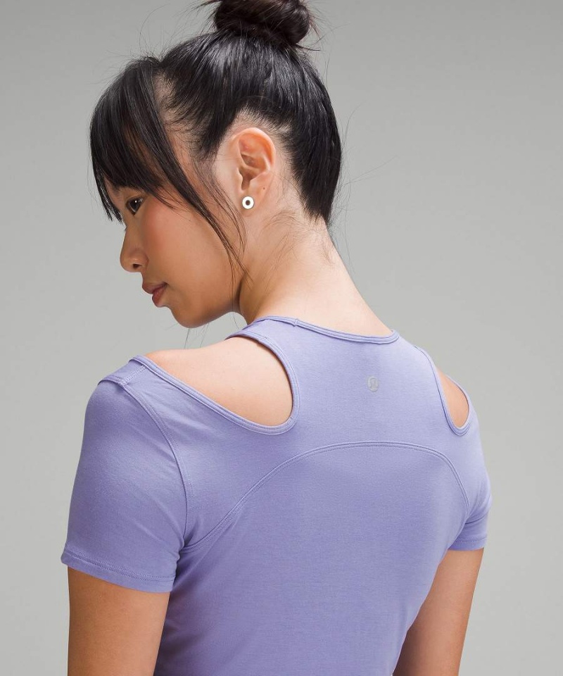 Camiseta Lululemon Shoulder Cut-Out Yoga Mujer Lavanda Oscuro Chile | 950CBIJPG