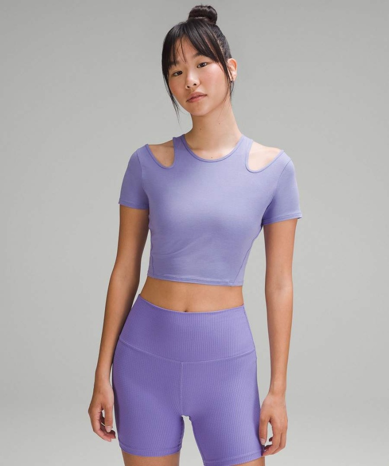 Camiseta Lululemon Shoulder Cut-Out Yoga Mujer Lavanda Oscuro Chile | 950CBIJPG