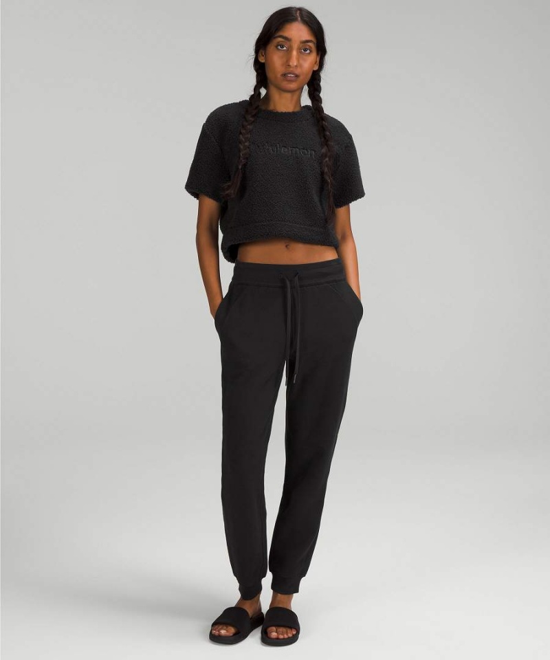 Camiseta Lululemon Textured Fleece Embroidered Logo Mujer Negras Chile | 185DZKPVU