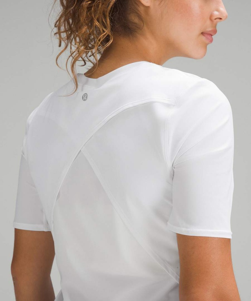 Camiseta Lululemon UV Protection Fold-Over Correr Mujer Blancas Chile | 027MIBWPG