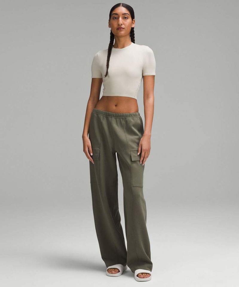 Camiseta Lululemon Wundermost Ultra-Soft Nulu Crewneck Cropped Mujer Beige Chile | 582MHQYWG