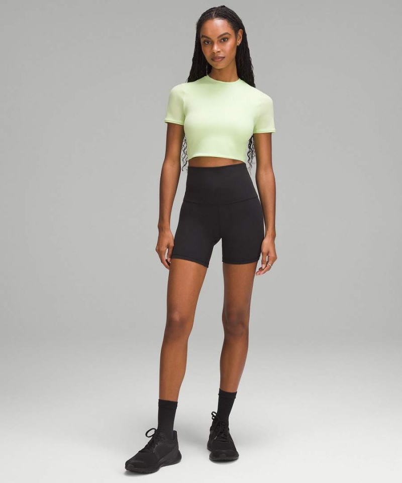 Camiseta Lululemon Wundermost Ultra-Soft Nulu Crewneck Cropped Mujer Verde Chile | 901KZEMNF