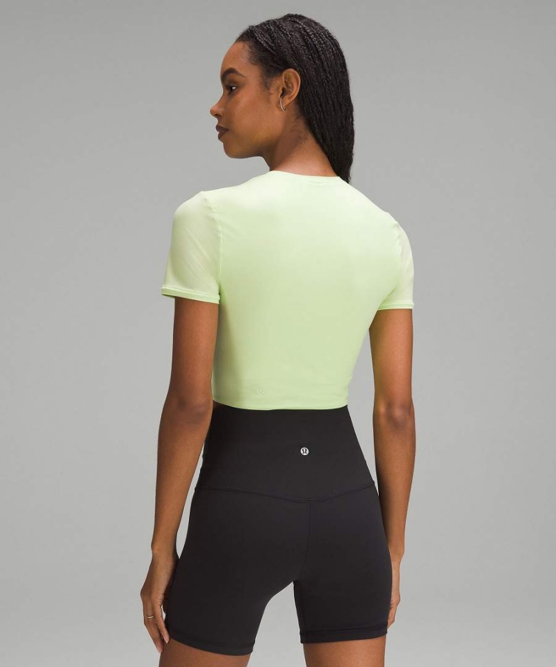Camiseta Lululemon Wundermost Ultra-Soft Nulu Crewneck Cropped Mujer Verde Chile | 901KZEMNF
