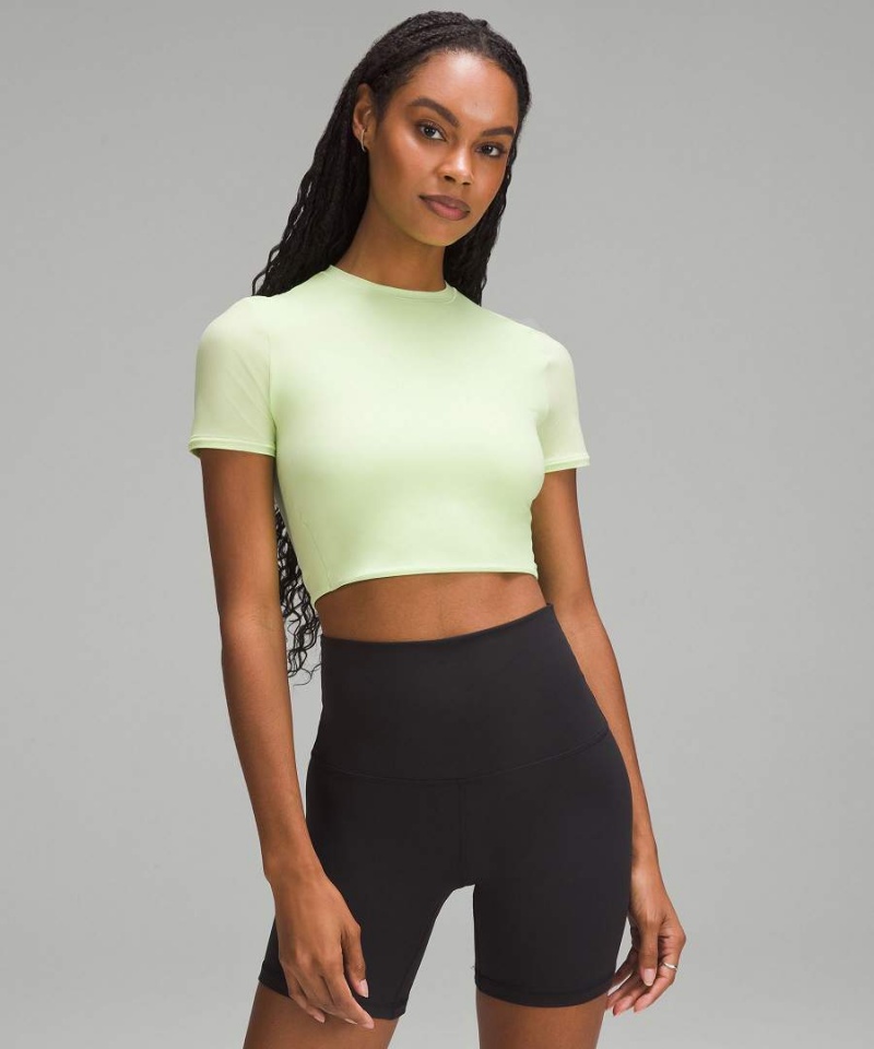 Camiseta Lululemon Wundermost Ultra-Soft Nulu Crewneck Cropped Mujer Verde Chile | 901KZEMNF