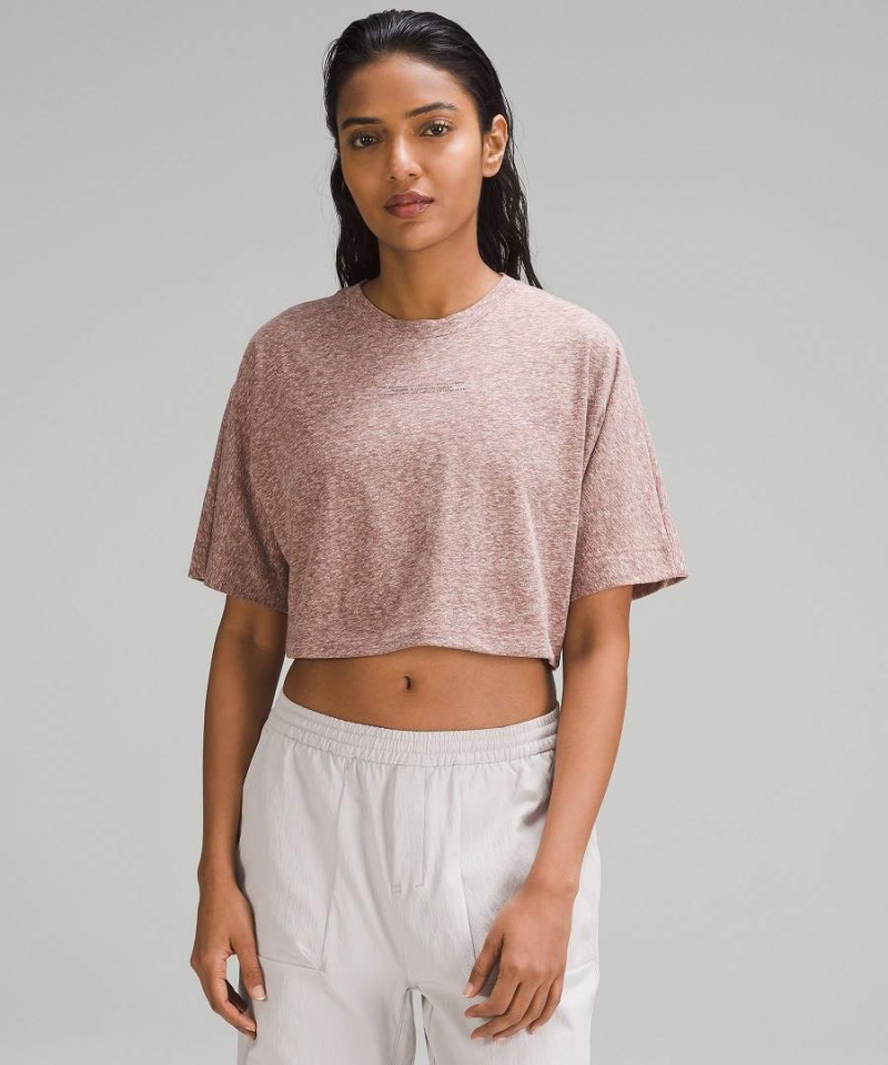 Camiseta Lululemon lab Algodon-Blend Cropped Estampadas Mujer Rosas Chile | 531UGOJEW