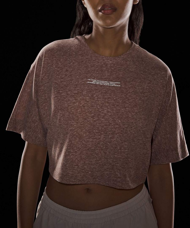 Camiseta Lululemon lab Algodon-Blend Cropped Estampadas Mujer Rosas Chile | 531UGOJEW