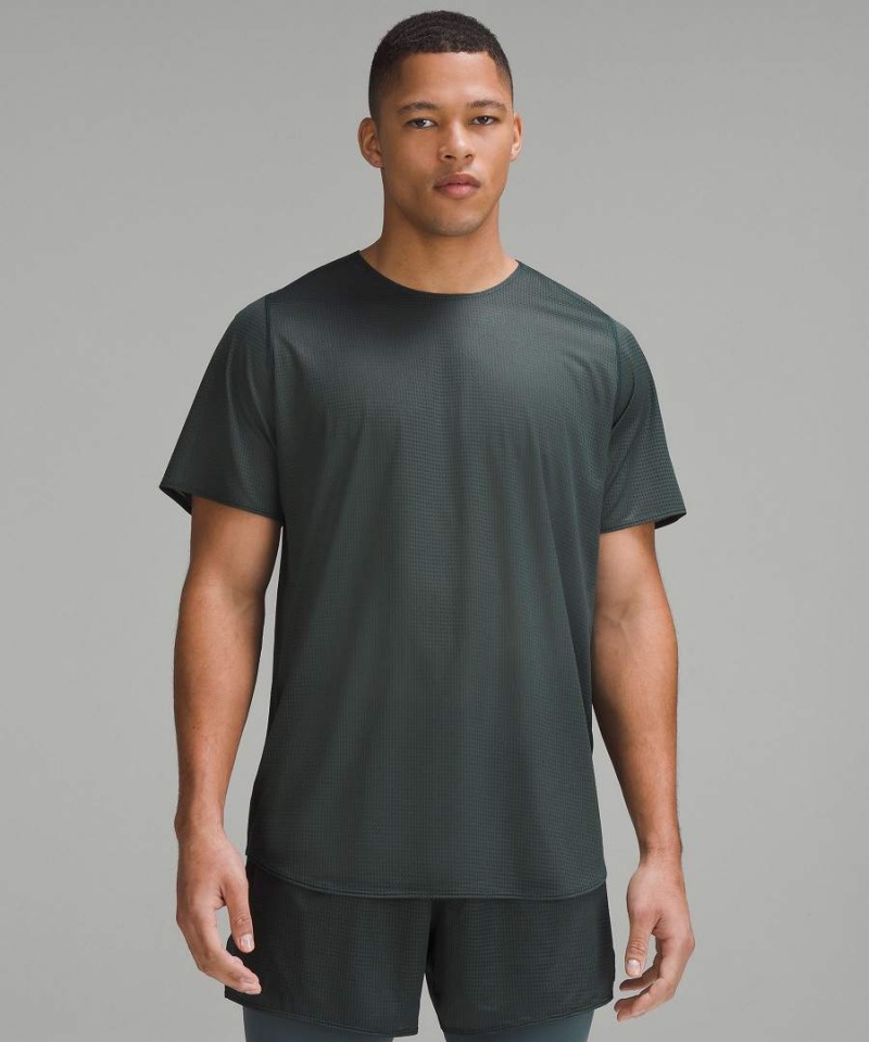 Camiseta Lululemon lab Grid Mesh Corta-Sleeve Estampadas Hombre Gris Chile | 567CQEFHW