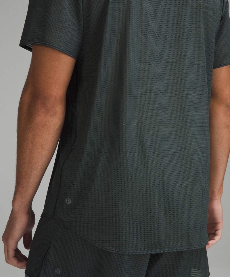Camiseta Lululemon lab Grid Mesh Corta-Sleeve Estampadas Hombre Gris Chile | 567CQEFHW