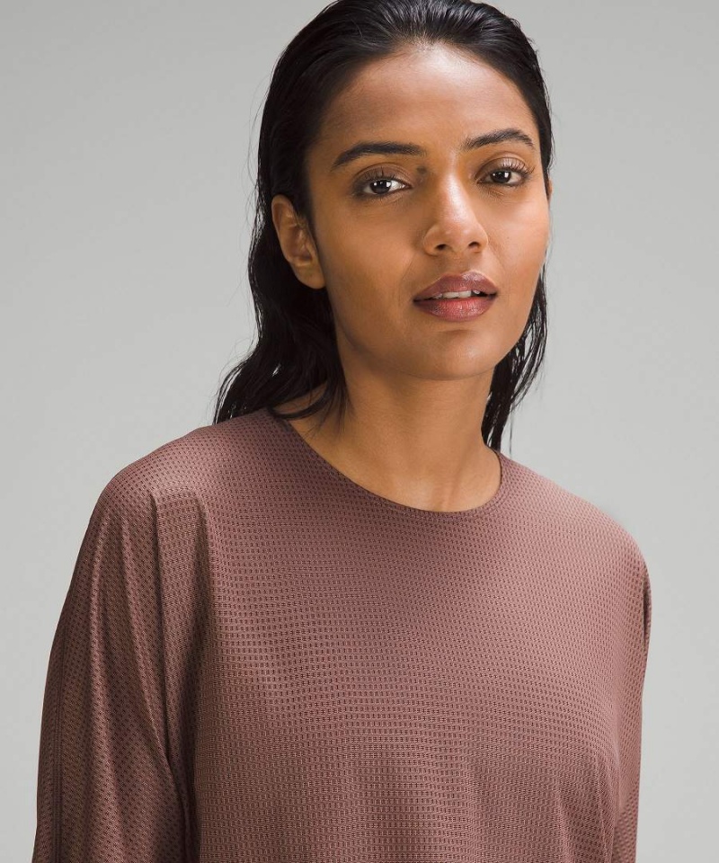 Camiseta Lululemon lab Grid Mesh Corta-Sleeve Estampadas Mujer Rosas Chile | 718OSVLHI