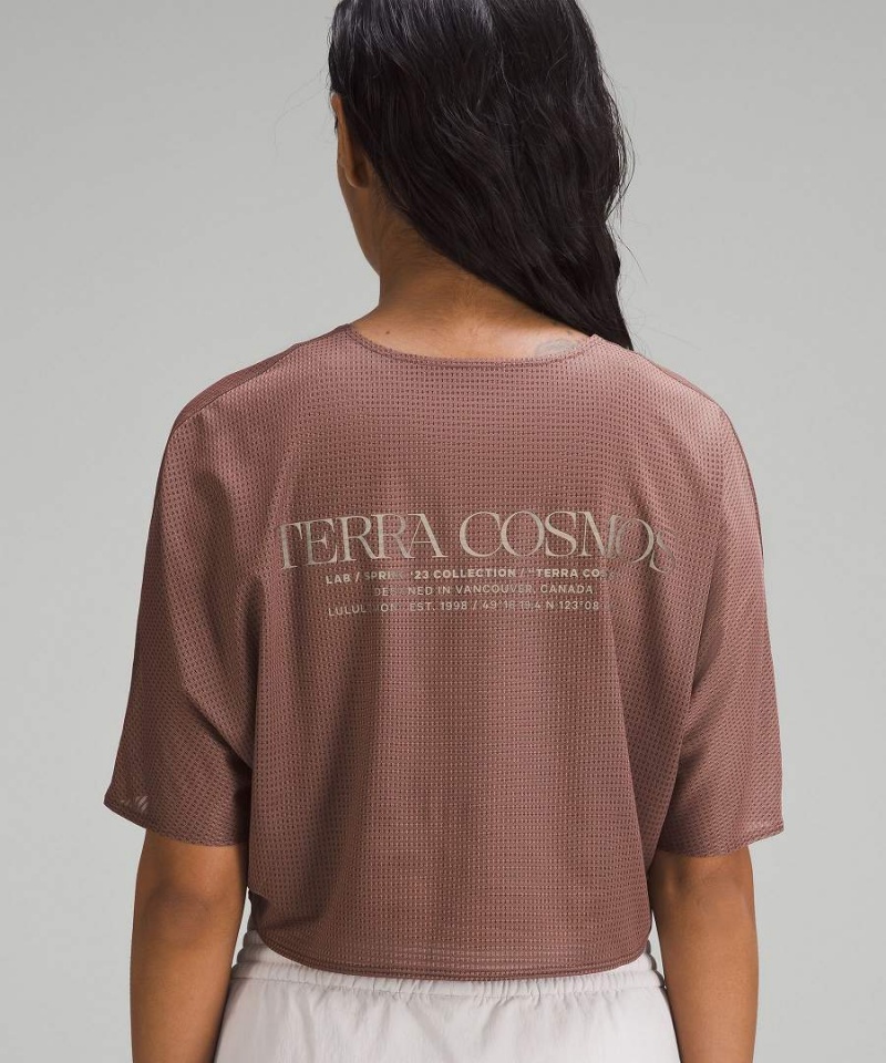 Camiseta Lululemon lab Grid Mesh Corta-Sleeve Estampadas Mujer Rosas Chile | 718OSVLHI