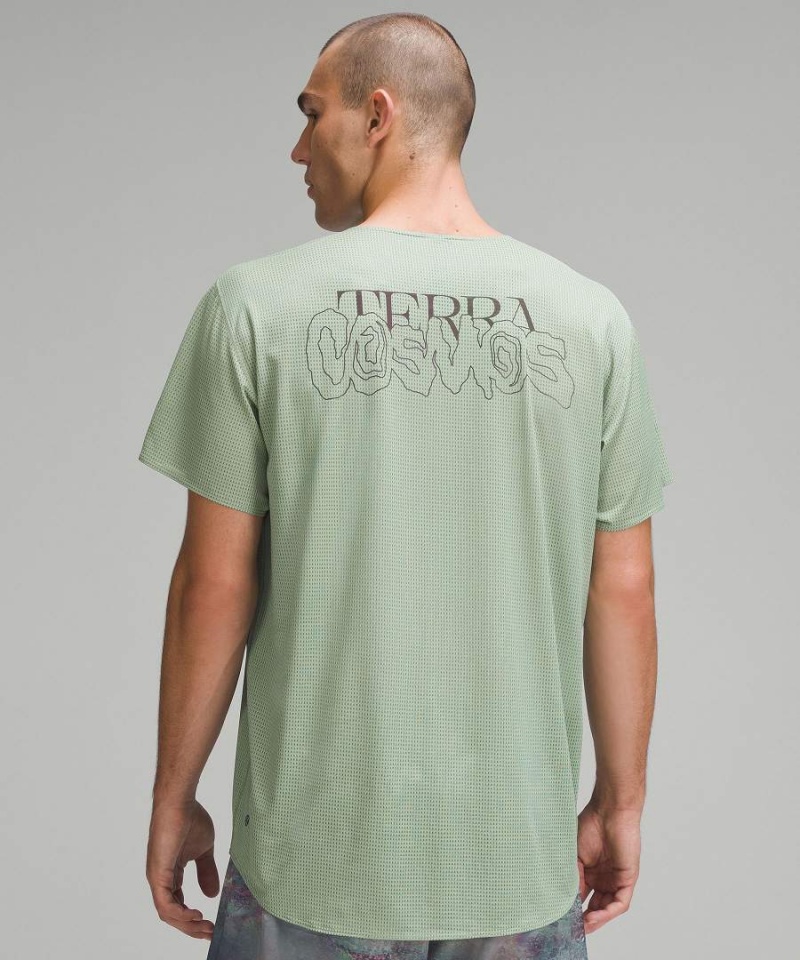 Camiseta Lululemon lab Grid Mesh Estampadas Entrenamiento Hombre Verde Chile | 837ZLHBGJ