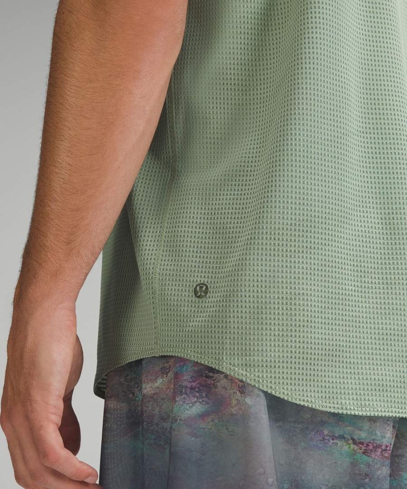 Camiseta Lululemon lab Grid Mesh Estampadas Entrenamiento Hombre Verde Chile | 837ZLHBGJ