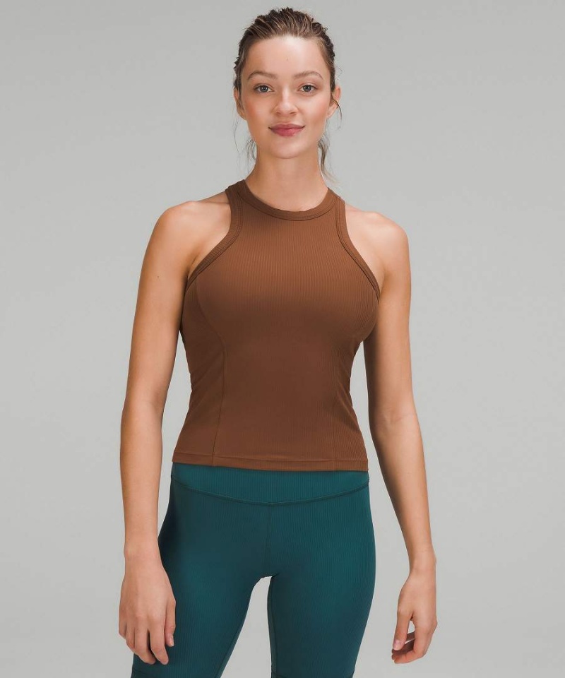 Camiseta sin Manga Lululemon Acanalado Nulu Racerback Yoga Mujer Marrones Chile | 837ENHMGX