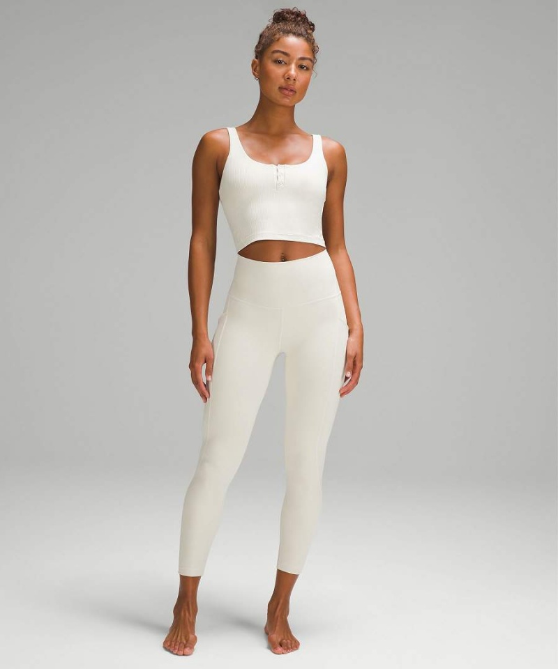Camiseta sin Manga Lululemon Align™ Acanalado Henley Mujer Beige Chile | 586RUZJBN