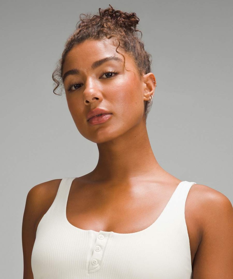 Camiseta sin Manga Lululemon Align™ Acanalado Henley Mujer Beige Chile | 586RUZJBN